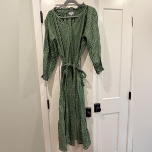 Green Block Print Women's Maxi Dress size L